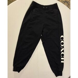 Coach New York Black Logo Graphic Jogger Sweatpants Mens Small S Pockets